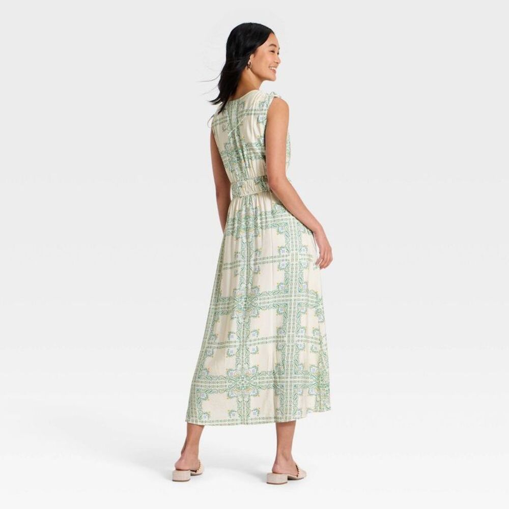 Women's Side-Tie Midi Dress - A New Day Cream XL - Picture 2 of 4
